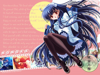 Anime girl flying long hair 3 - black pants free wallpaper