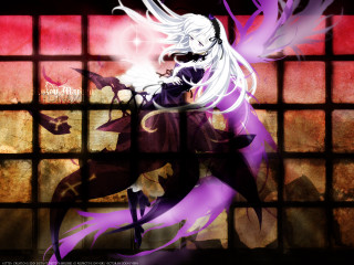 White haired gothic girl window - a purple outfit free wallpaper
