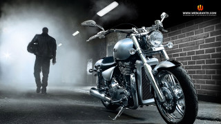 Man walking motorcycle parking lot - past free wallpaper