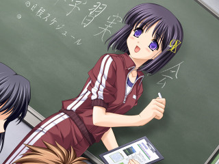 Girl schooluniform chalkboard tablet multigirl - a tablet free wallpaper