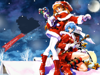 Anime snow santa rei reindeer - a santa clause free wallpaper