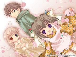 Anime group flower butterfly siblings - a group of anime characters free wallpaper for desktop