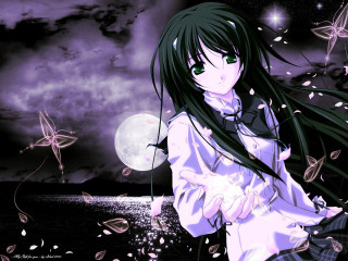 Girl moon stars purple anime - a purple sky free wallpaper