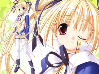 Anime girl blonde hair blue 4 - collar free wallpaper