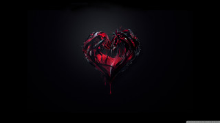 Heart red liquid dripping black - dark art free wallpaper