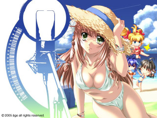 Beach bikini hat girls cartoon - other character free wallpaper