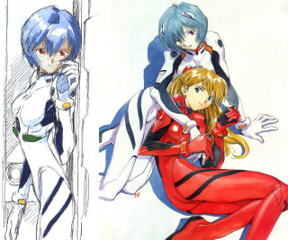 Anime two girls red white - a picture together free wallpaper