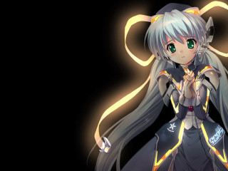 Anime longhair greeneyes sword blackoutfit - anime visual free wallpaper