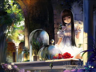 Girl garden rose dress clock - art station free wallpaper