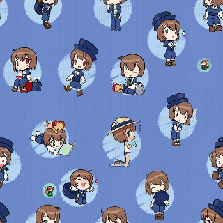 Anime characters blue background hats - a mosaic free wallpaper for tablet
