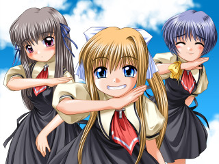Anime girls blue eyes school 2 - a picture together free wallpaper