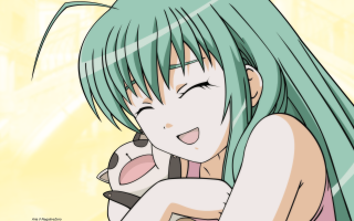 Green hair smiling girl yellow - green hair holding free wallpaper