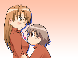 Anime couple blush giantess gradient - optical free wallpaper for desktop