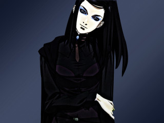 Gothic woman black hair blue - a black bow free wallpaper