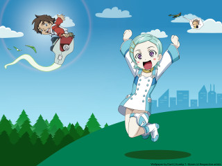 Girl jumping city anime aqua - a white dress free wallpaper