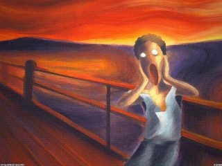 Woman telescope sunset water mountains - a telescope free wallpaper