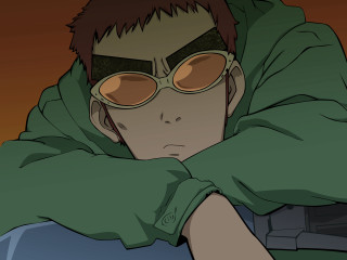 Man green hoodie sunglasses portrait 2 - katsuhiro otomo free wallpaper