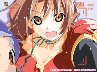 Anime couple bigeyes smile snowflakes - big free wallpaper