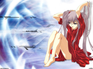 Woman red dress sitting starry - anime visual free wallpaper