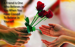 Hands holding rose quote image - a friend free wallpaper