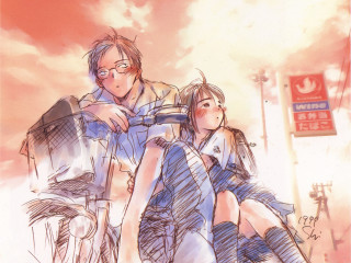 Neo romanticism bicycle bench sketch - a color pencil sketch free wallpaper