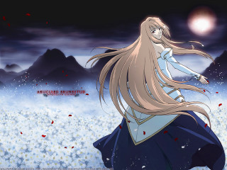 Woman snow moon long hair - her back free wallpaper for desktop