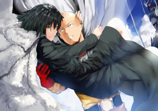 Romantic manga hug wings cloud - above them free wallpaper for desktop