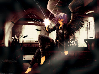 Woman angel wings bench purple - an angel free wallpaper