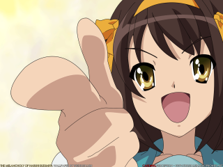 Girl yellow bow gesture smile - a yellow bow free wallpaper