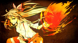 Woman long hair holding fireball - a fire ball free wallpaper