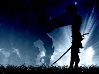 Silhouette swordman clouds sky night - ding guanpeng free wallpaper