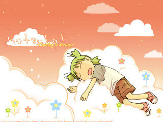 Boy cloud flowers sunset greenhair - a cloud free wallpaper