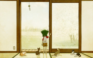 Impressionism cat indoors greenhair tatami - eamon everall free wallpaper