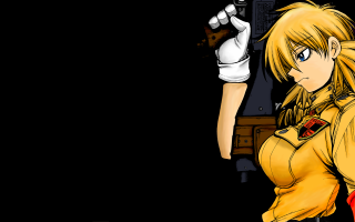Blonde girl yellow outfit gun - a yellow outfit holding free wallpaper