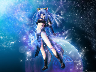 Anime girl blue hair cat 4 - anime style free wallpaper