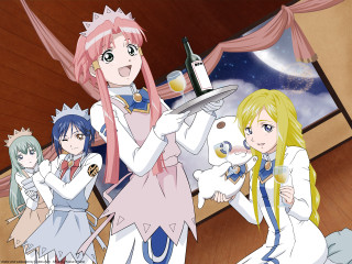 Anime girls tray food wine - a room free wallpaper for desktop