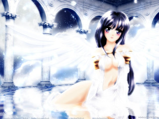 Angelic gothic anime woman white - angel free wallpaper