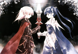 Anime characters swords stars capes - two anime characters holding sword free wallpaper