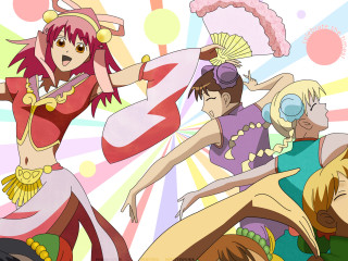 Anime characters bikini fan dancing - chen chi free wallpaper