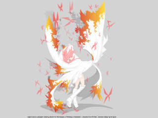Ai mitsu orange wings pink - vector art free wallpaper for desktop