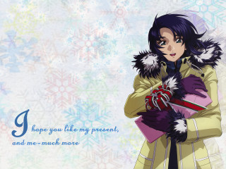 Woman yellow coat cat snowflake - the anime free wallpaper