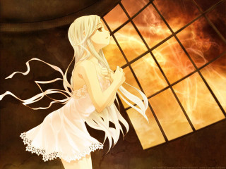 Girl white dress window long - a long white hair free wallpaper