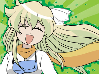 Cartoon girl blonde blue dress 3 - a white collar free wallpaper for desktop