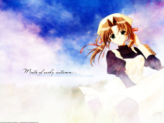 Girl dress hat field clouds - a field free wallpaper