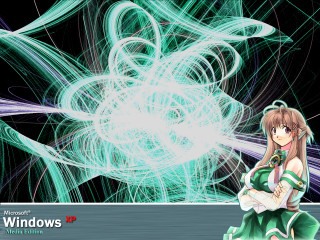 Girl green dress hologram ferris - particle free wallpaper