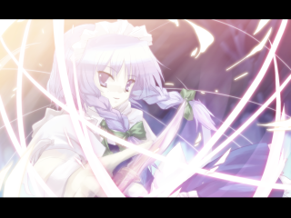 Pink hair girl green bow - white line free wallpaper