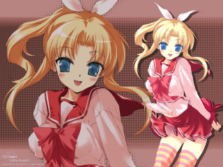 Anime girls bunny ears pink - a red dress free wallpaper for desktop