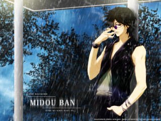 Man rain microphone cellphone anime - his ear free wallpaper