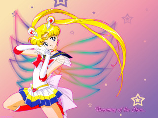 Blonde sailor girl star background - space art free wallpaper