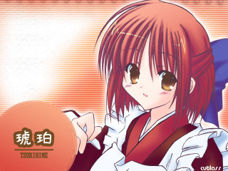 Red haired girl white shirt - a red object free wallpaper